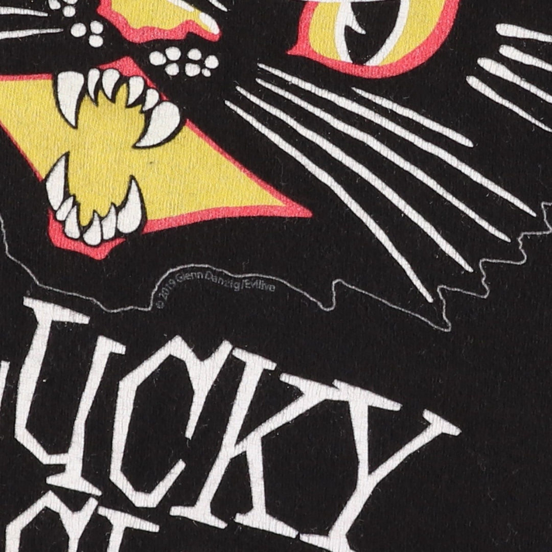 MISFITS Cat Pattern Band T-Shirt (Men's Size L) unclear black type Vintage Second Hand