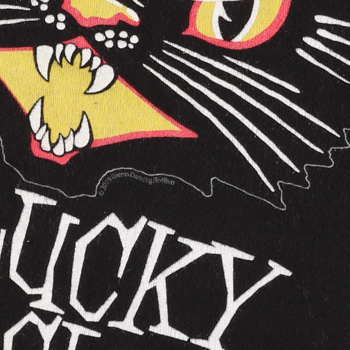 MISFITS Cat Pattern Band T-Shirt (Men's Size L) unclear black type Vintage Second Hand
