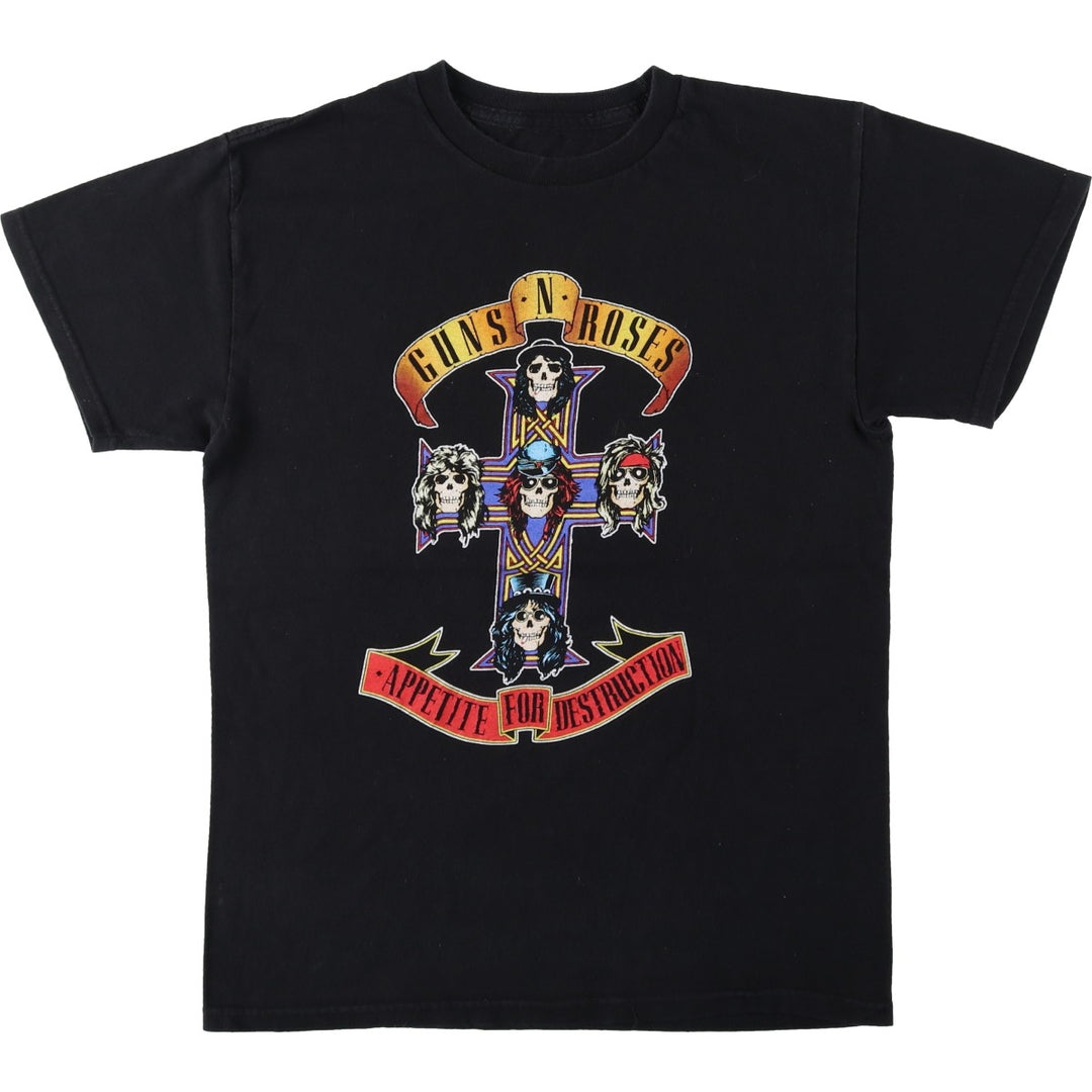 Guns N' Roses Skull Pattern Band T-shirt, Band Tee, Men's XL size unclear black type Vintage Second Hand