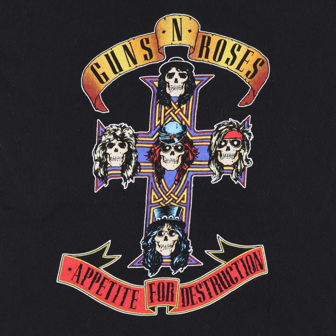 Guns N' Roses Skull Pattern Band T-shirt, Band Tee, Men's XL size unclear black type Vintage Second Hand