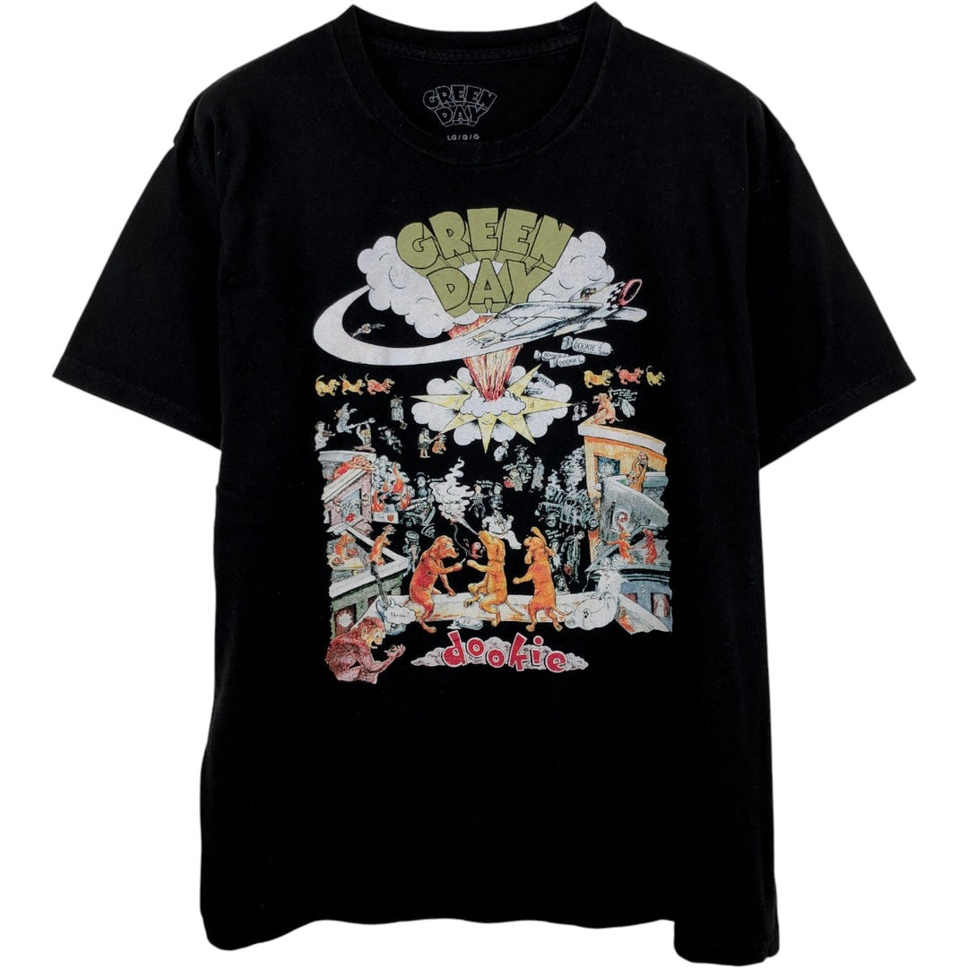GREEN DAY Green Day Band T-shirt Band T Men's L size cotton black type Vintage Second Hand