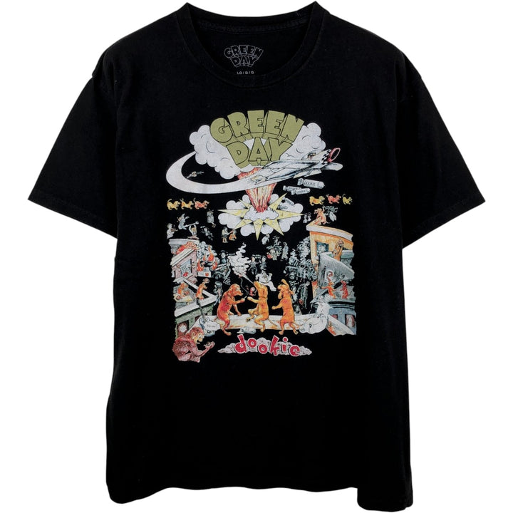 GREEN DAY Green Day Band T-shirt Band T Men's L size cotton black type Vintage Second Hand