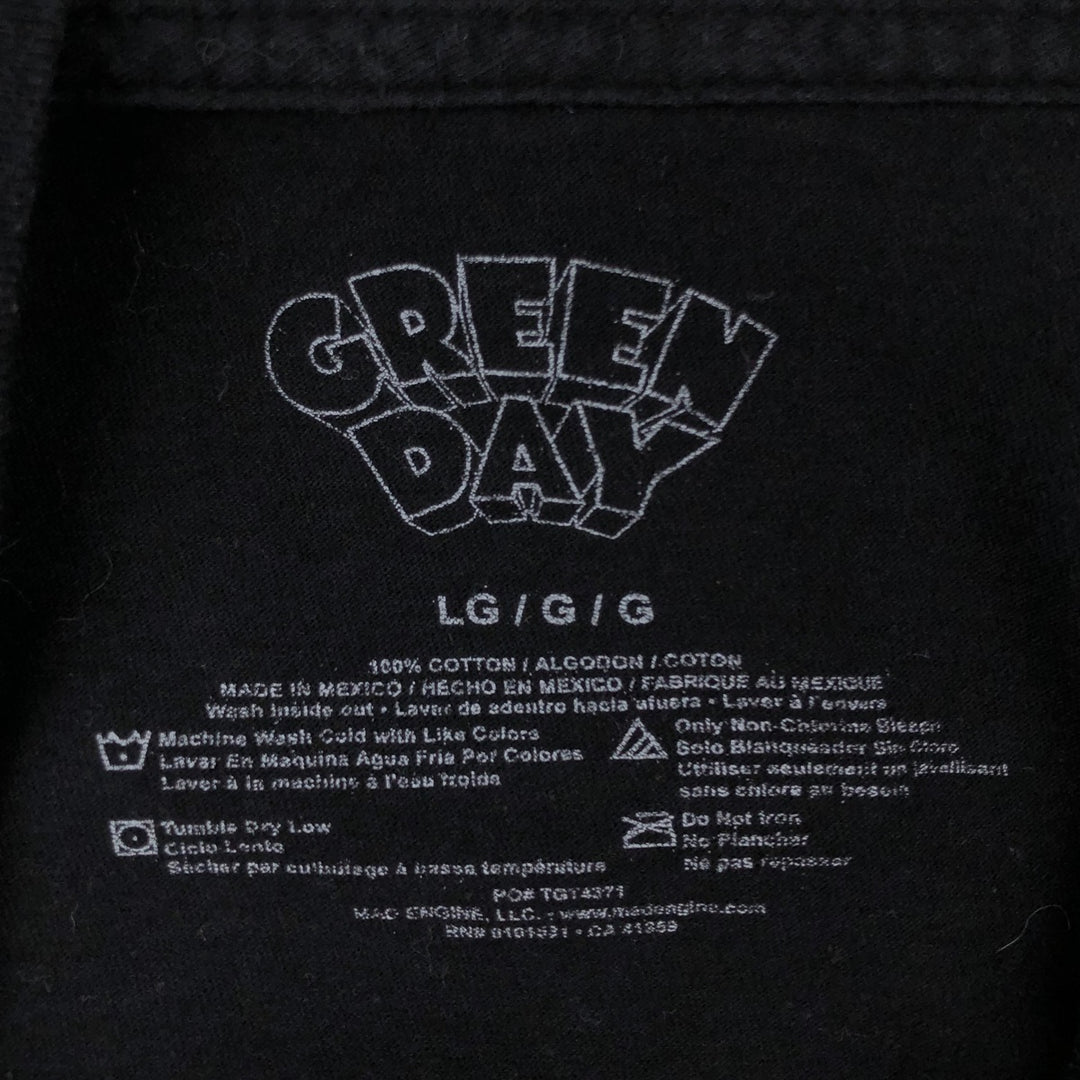 GREEN DAY Green Day Band T-shirt Band T Men's L size cotton black type Vintage Second Hand