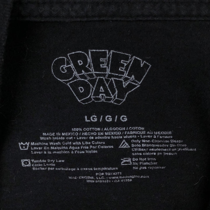GREEN DAY Green Day Band T-shirt Band T Men's L size cotton black type Vintage Second Hand