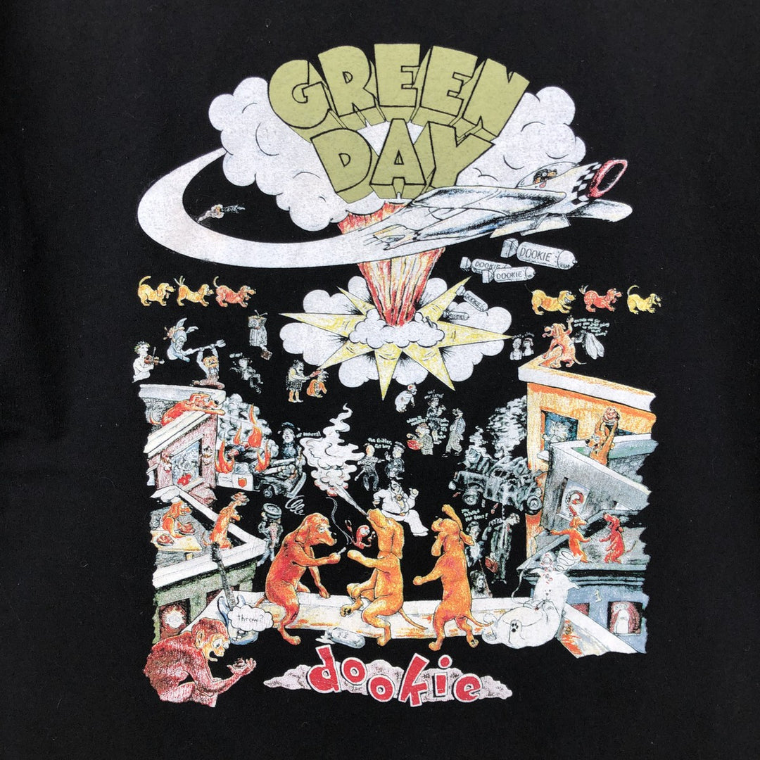 GREEN DAY Green Day Band T-shirt Band T Men's L size cotton black type Vintage Second Hand