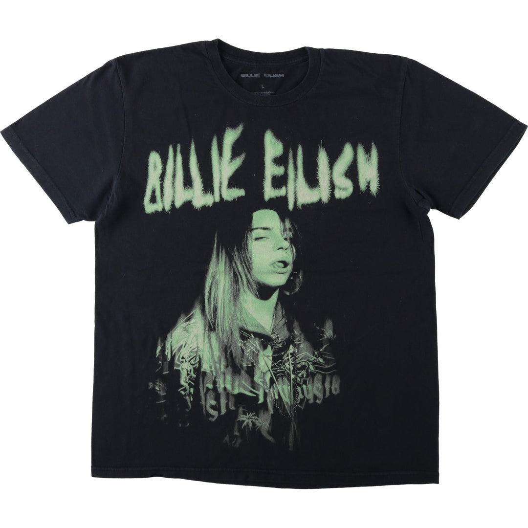 BILLIE EILISH Billie Eilish Band T-shirt Band T Men's L size cotton black type Vintage Second Hand