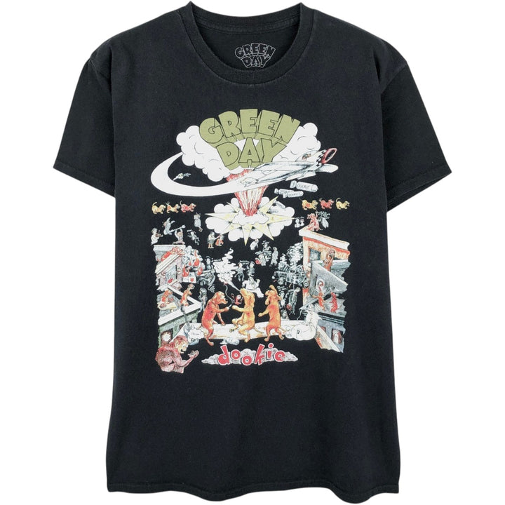 GREEN DAY Green Day Band T-shirt Band T Men's M size cotton black type Vintage Second Hand