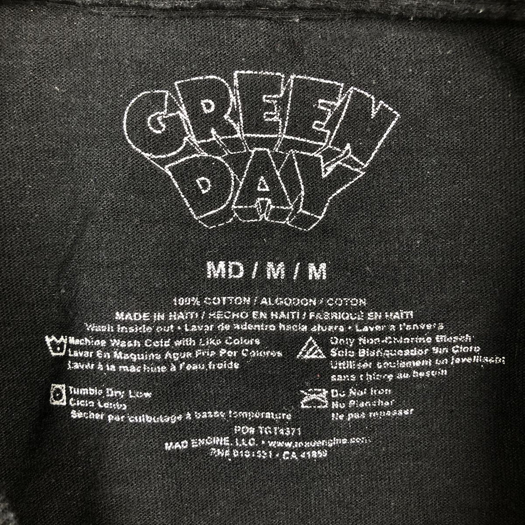 GREEN DAY Green Day Band T-shirt Band T Men's M size cotton black type Vintage Second Hand