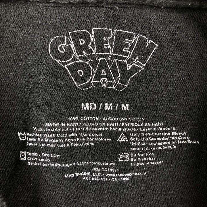 GREEN DAY Green Day Band T-shirt Band T Men's M size cotton black type Vintage Second Hand