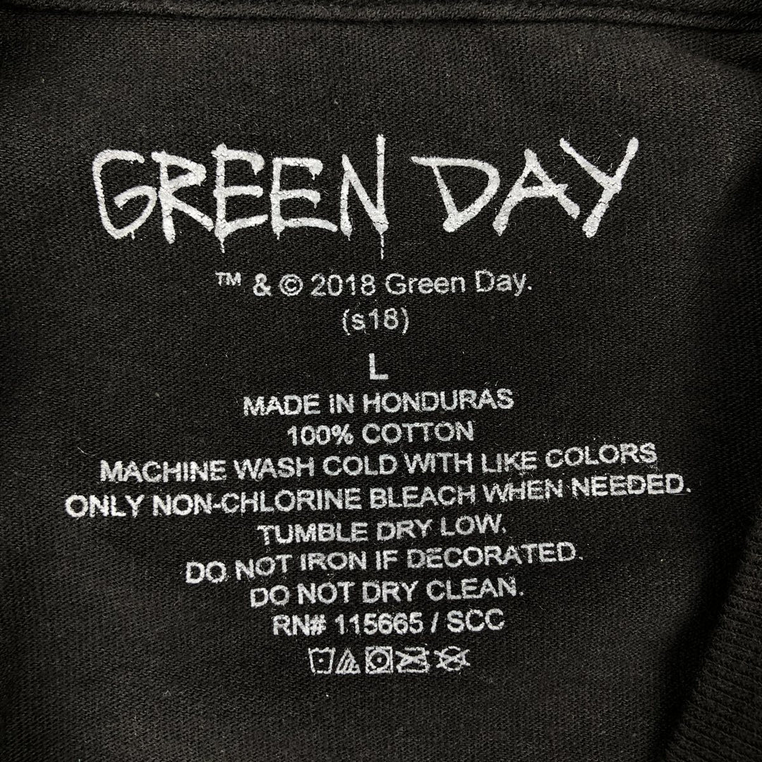 GREEN DAY Green Day Band T-shirt Band T Men's L size cotton black type Vintage Second Hand