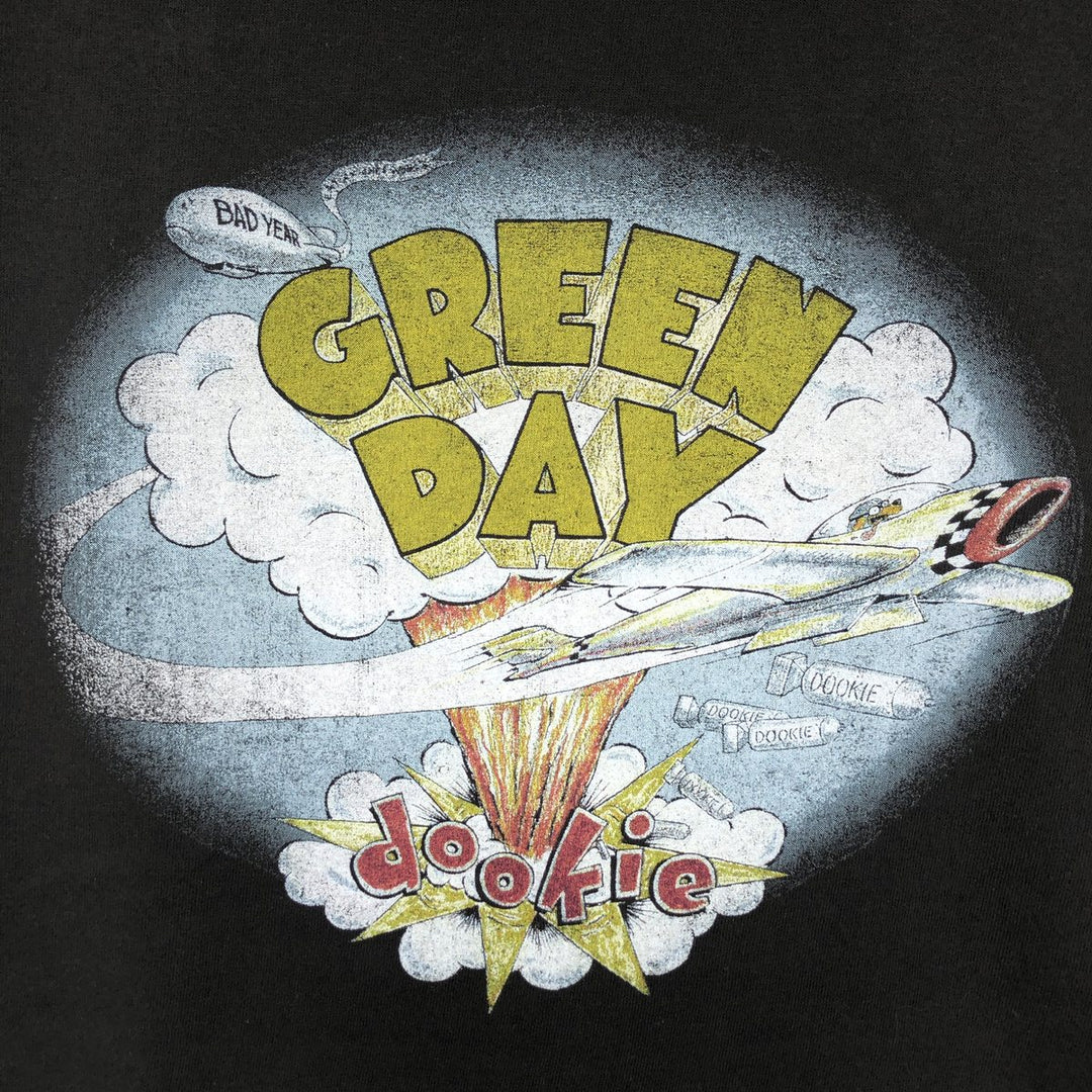 GREEN DAY Green Day Band T-shirt Band T Men's L size cotton black type Vintage Second Hand