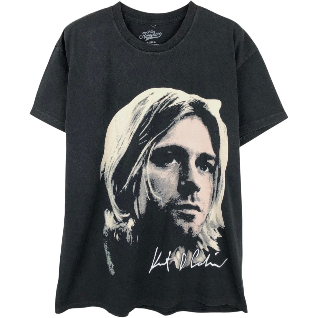 Strike Anywhere KURT COBAIN Band T-shirt, Made in USA, Men's Size M (approx.) cotton black type Vintage Second Hand
