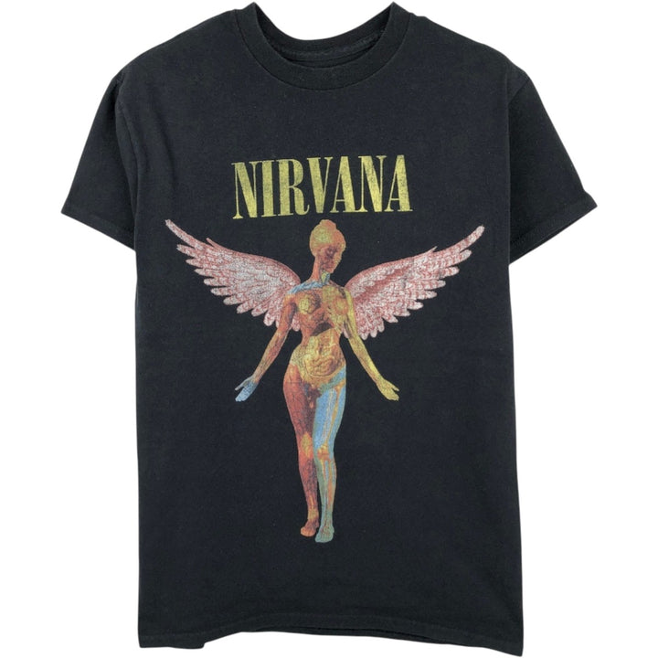 NIRVANA IN UTERO Band T-shirt (Men's size S equivalent) cotton black type Vintage Second Hand