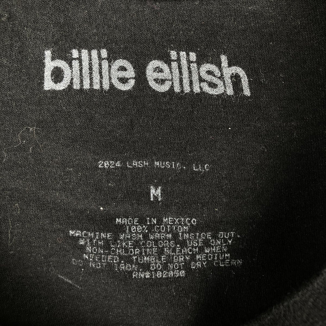 BILLIE EILISH Billie Eilish Band T-shirt Band T Men's M size cotton black type Vintage Second Hand