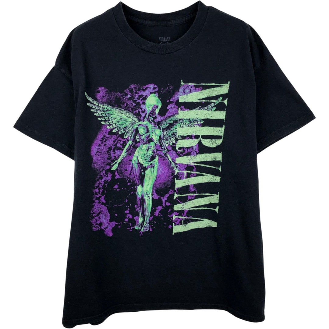 NIRVANA Nirvana Band T-shirt, Band T, Men's L size cotton black type Vintage Second Hand