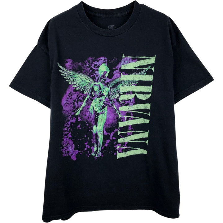 NIRVANA Nirvana Band T-shirt, Band T, Men's L size cotton black type Vintage Second Hand