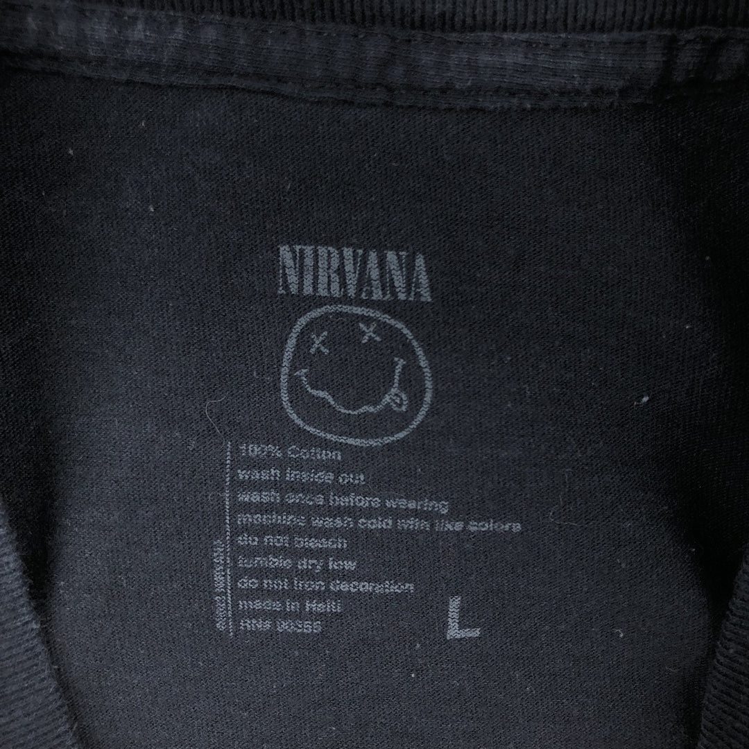 NIRVANA Nirvana Band T-shirt, Band T, Men's L size cotton black type Vintage Second Hand