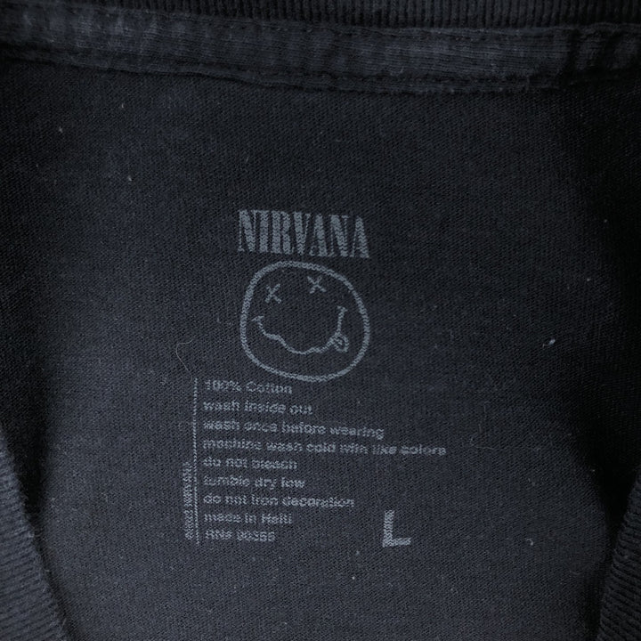 NIRVANA Nirvana Band T-shirt, Band T, Men's L size cotton black type Vintage Second Hand