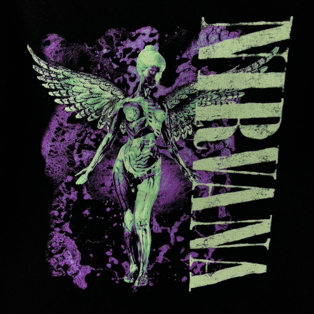 NIRVANA Nirvana Band T-shirt, Band T, Men's L size cotton black type Vintage Second Hand