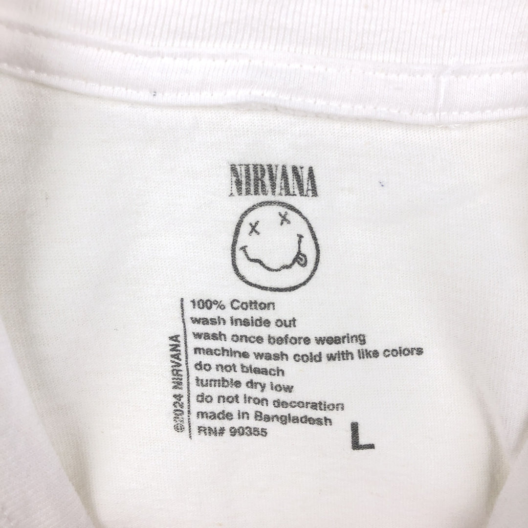 NIRVANA Nirvana Band T-shirt, Band T, Men's L size cotton white type Vintage Second Hand