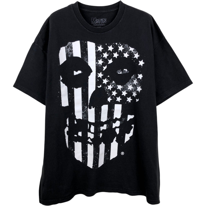 MISFITS Skull Pattern American Flag Band T-Shirt (Men's XL equivalent) cotton black type Vintage Second Hand