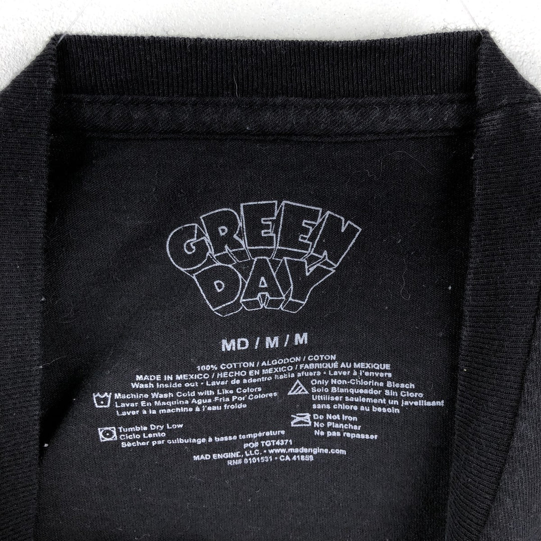 GREEN DAY Green Day Band T-shirt Band T Men's M size cotton black type Vintage Second Hand