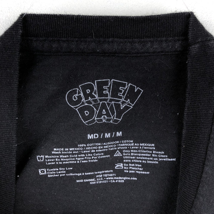 GREEN DAY Green Day Band T-shirt Band T Men's M size cotton black type Vintage Second Hand