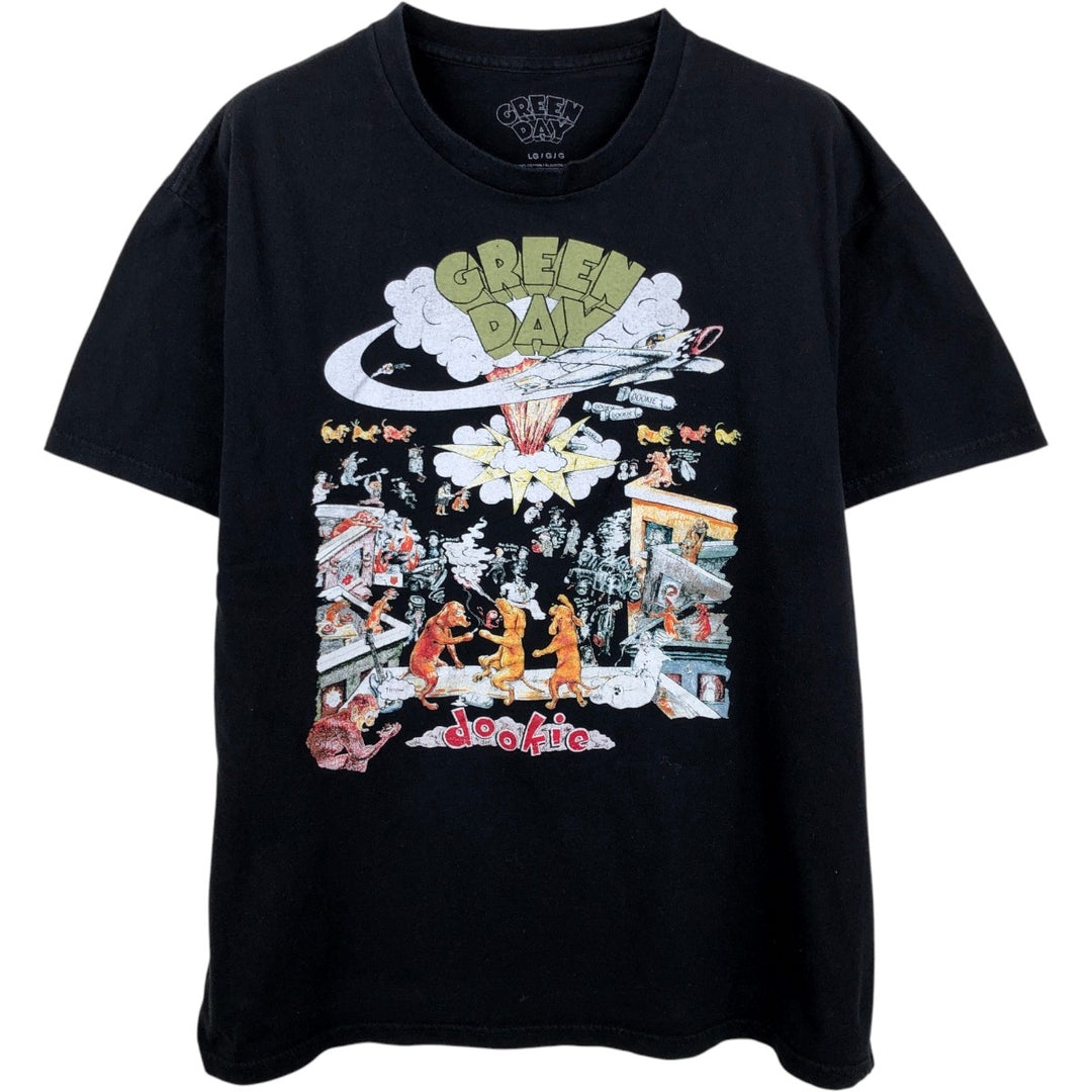 GREEN DAY Green Day Band T-shirt Band T Men's L size cotton black type Vintage Second Hand