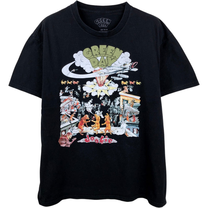 GREEN DAY Green Day Band T-shirt Band T Men's L size cotton black type Vintage Second Hand