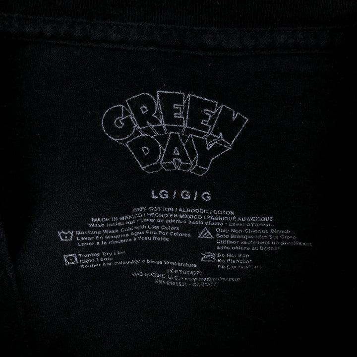 GREEN DAY Green Day Band T-shirt Band T Men's L size cotton black type Vintage Second Hand
