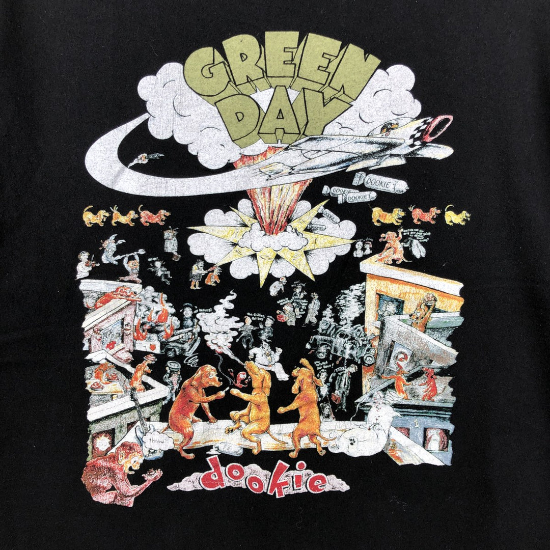 GREEN DAY Green Day Band T-shirt Band T Men's L size cotton black type Vintage Second Hand