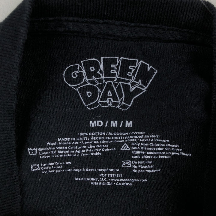 GREEN DAY Green Day Band T-shirt Band T Men's M size cotton black type Vintage Second Hand