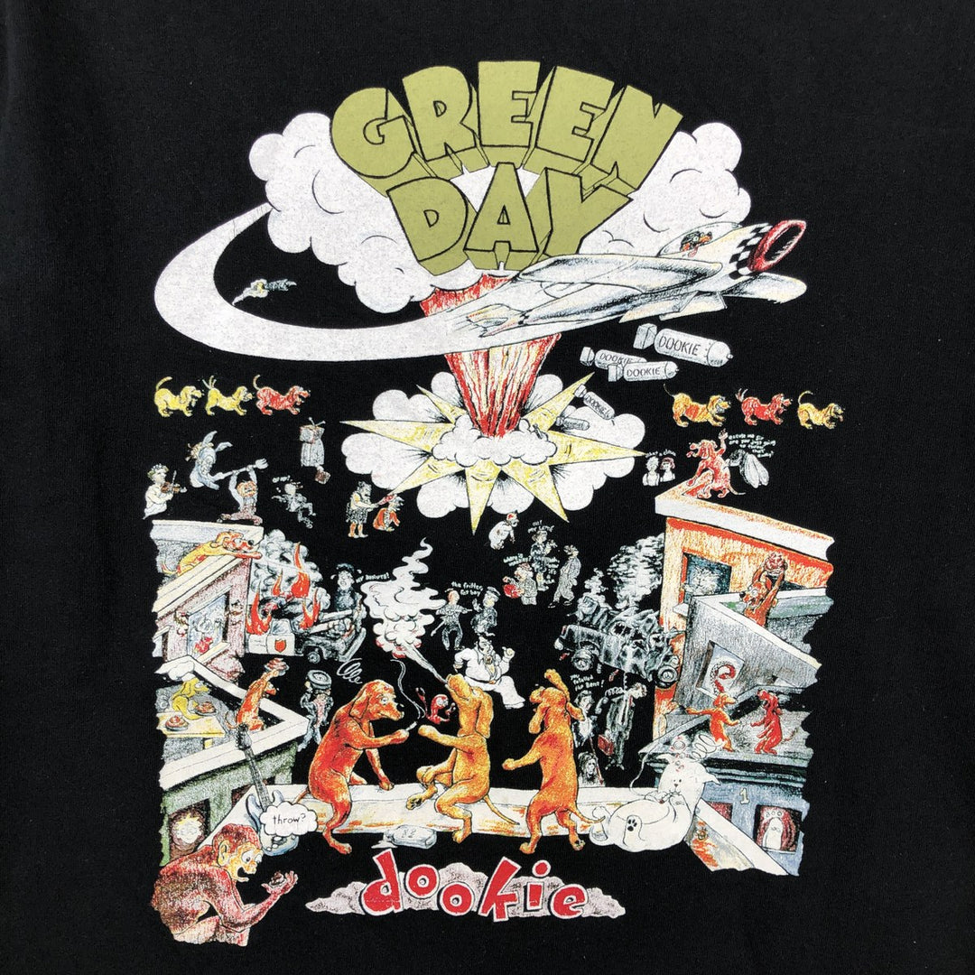 GREEN DAY Green Day Band T-shirt Band T Men's M size cotton black type Vintage Second Hand