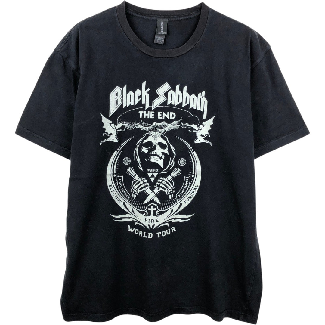 Gildan Black Sabbath Skull Pattern Band T-Shirt, Men's Size L cotton black type Vintage Second Hand