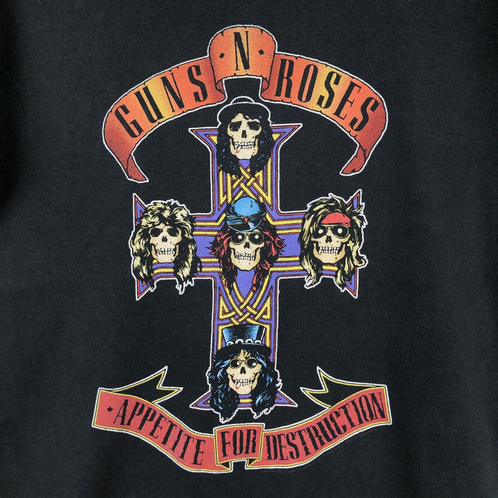 Gildan x Guns N' Roses Skull Pattern Band T-Shirt (Men's Size M) cotton black type Vintage Second Hand