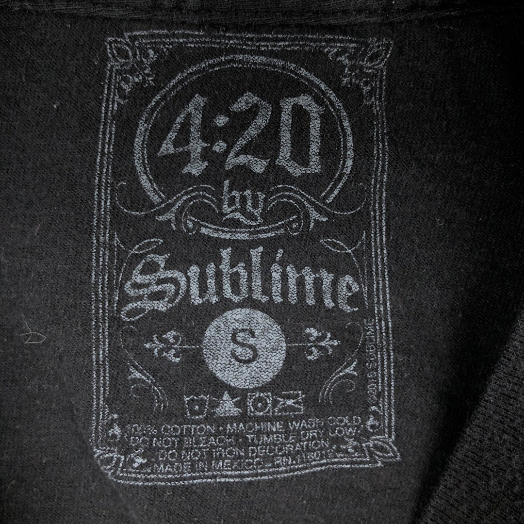 SUBLIME (Sublime) Fish Pattern Band T-Shirt, Men's Size S (approx.) cotton black type Vintage Second Hand