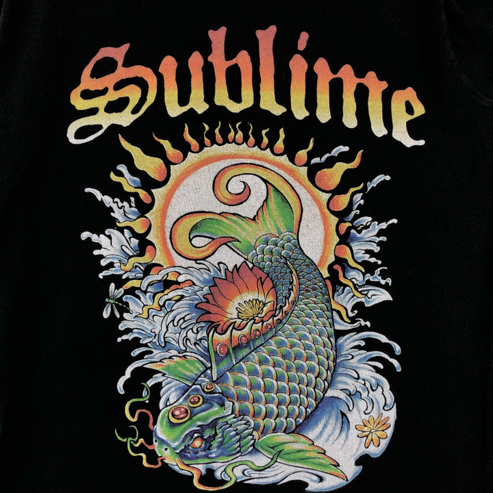 SUBLIME (Sublime) Fish Pattern Band T-Shirt, Men's Size S (approx.) cotton black type Vintage Second Hand