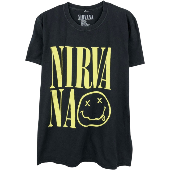 NIRVANA Smile Band T-Shirt (Men's Size M) cotton black type Vintage Second Hand