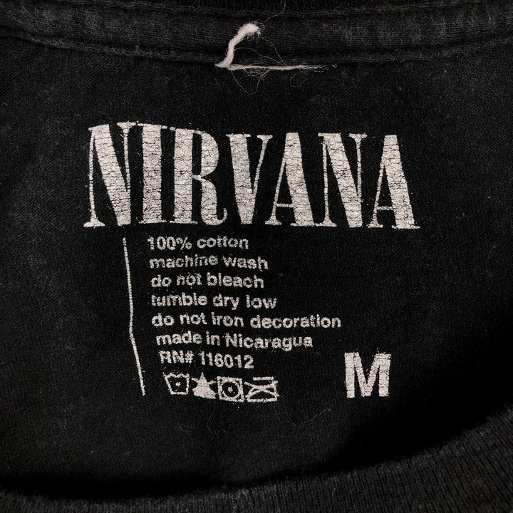 NIRVANA Smile Band T-Shirt (Men's Size M) cotton black type Vintage Second Hand