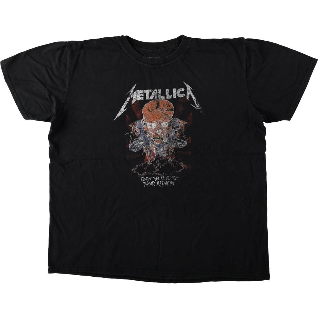 METALLICA Skull Pattern Band T-shirt Band Tee Men's L size cotton black type Vintage Second Hand