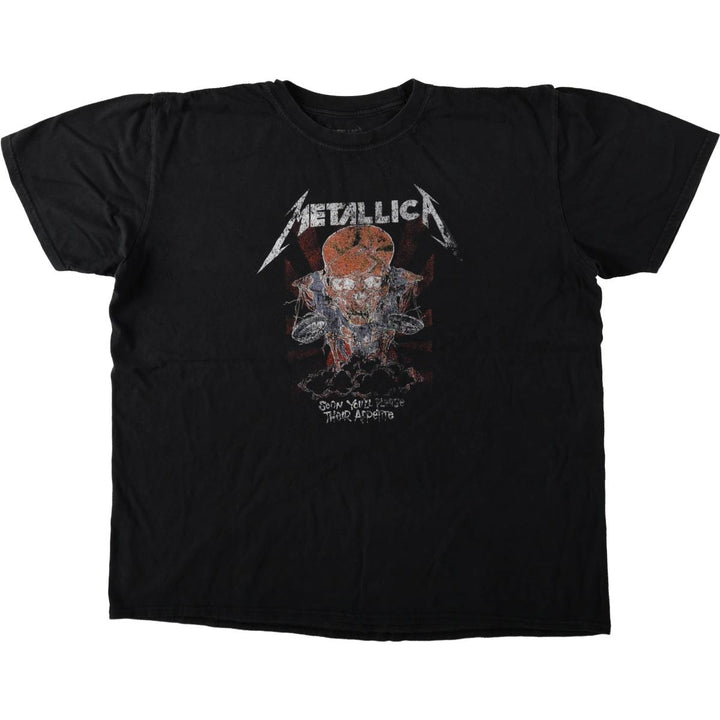 METALLICA Skull Pattern Band T-shirt Band Tee Men's L size cotton black type Vintage Second Hand