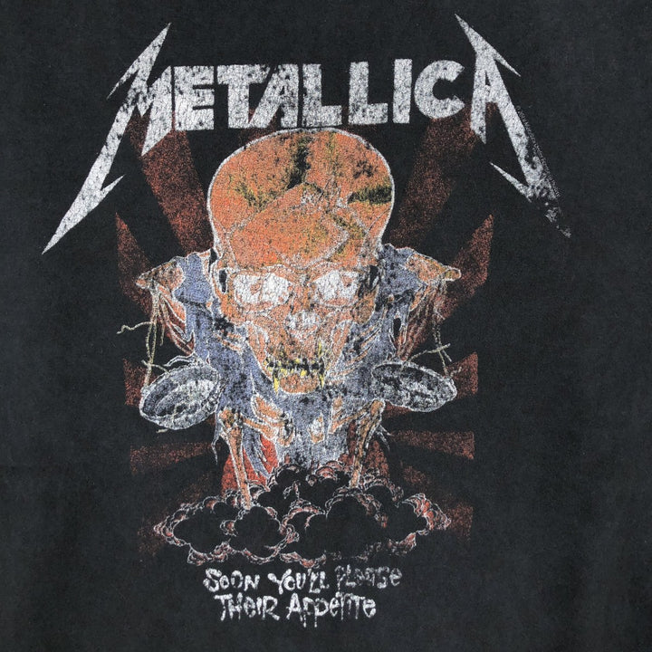 METALLICA Skull Pattern Band T-shirt Band Tee Men's L size cotton black type Vintage Second Hand