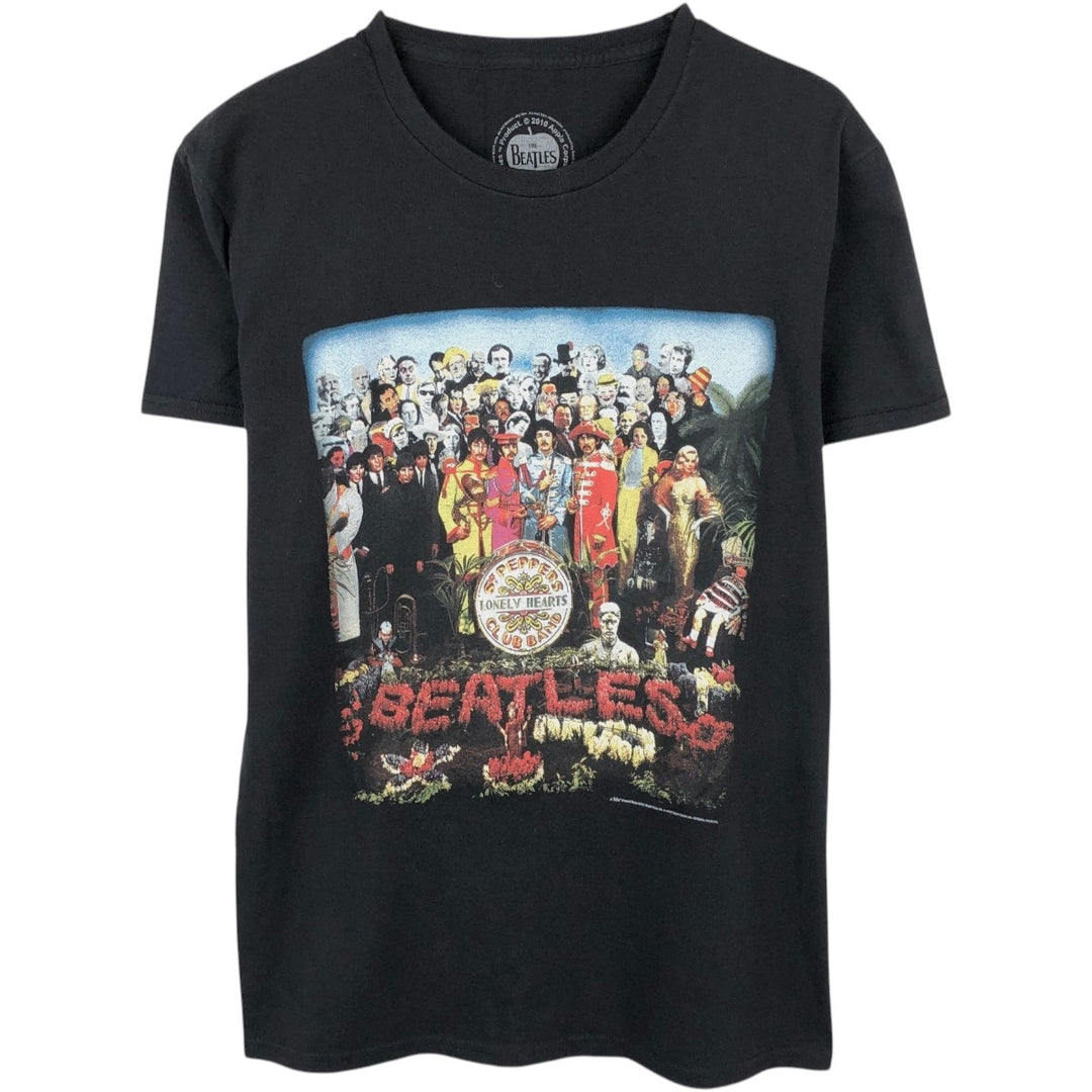THE BEATLES Band T-shirt, Made in the UK, Men's Size S (approx.) cotton black type Vintage Second Hand