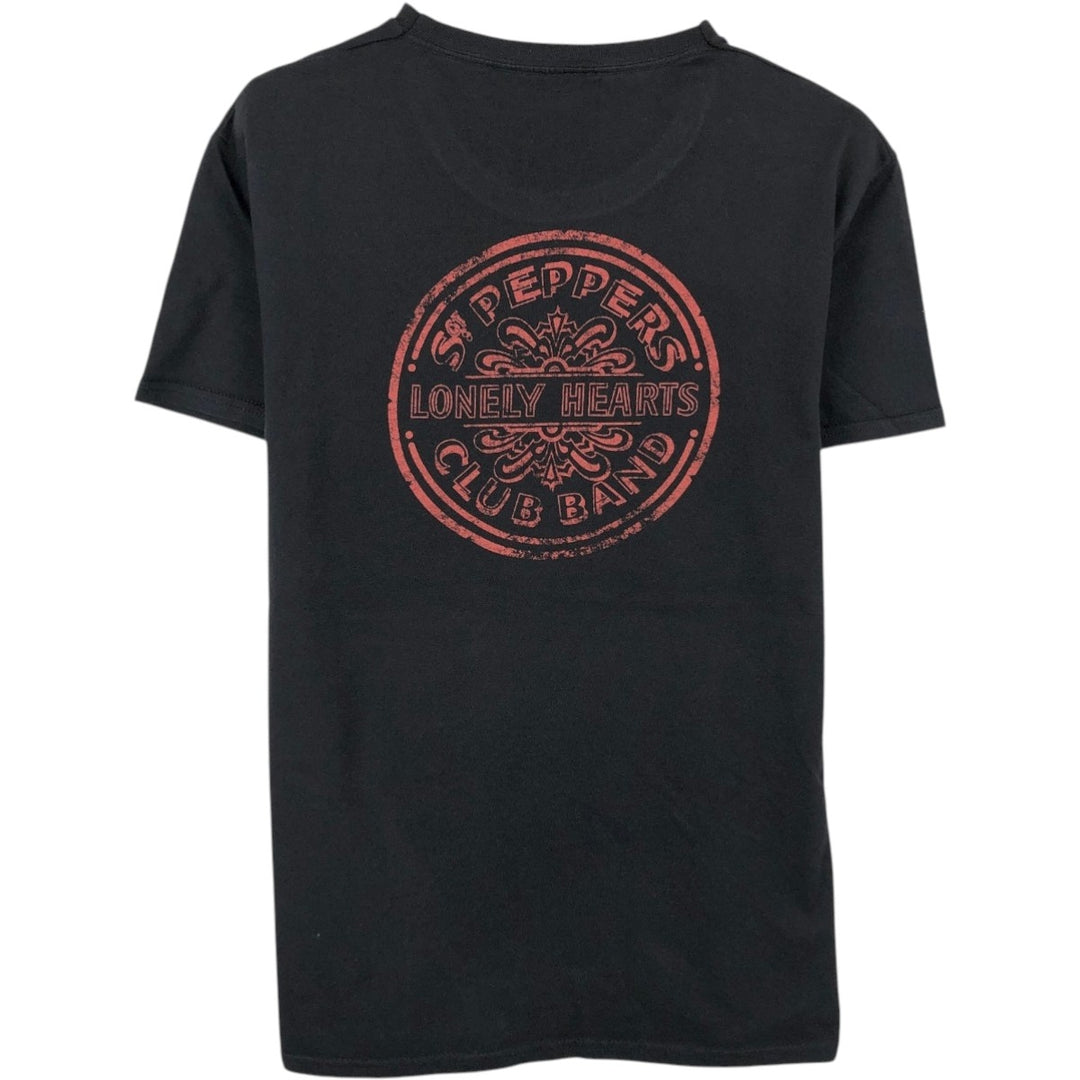 THE BEATLES Band T-shirt, Made in the UK, Men's Size S (approx.) cotton black type Vintage Second Hand