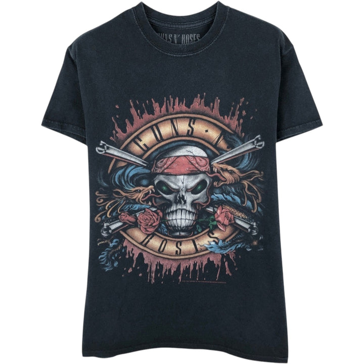 Guns N' Roses Skull Pattern Band T-Shirt (Men's Size S) cotton black type Vintage Second Hand