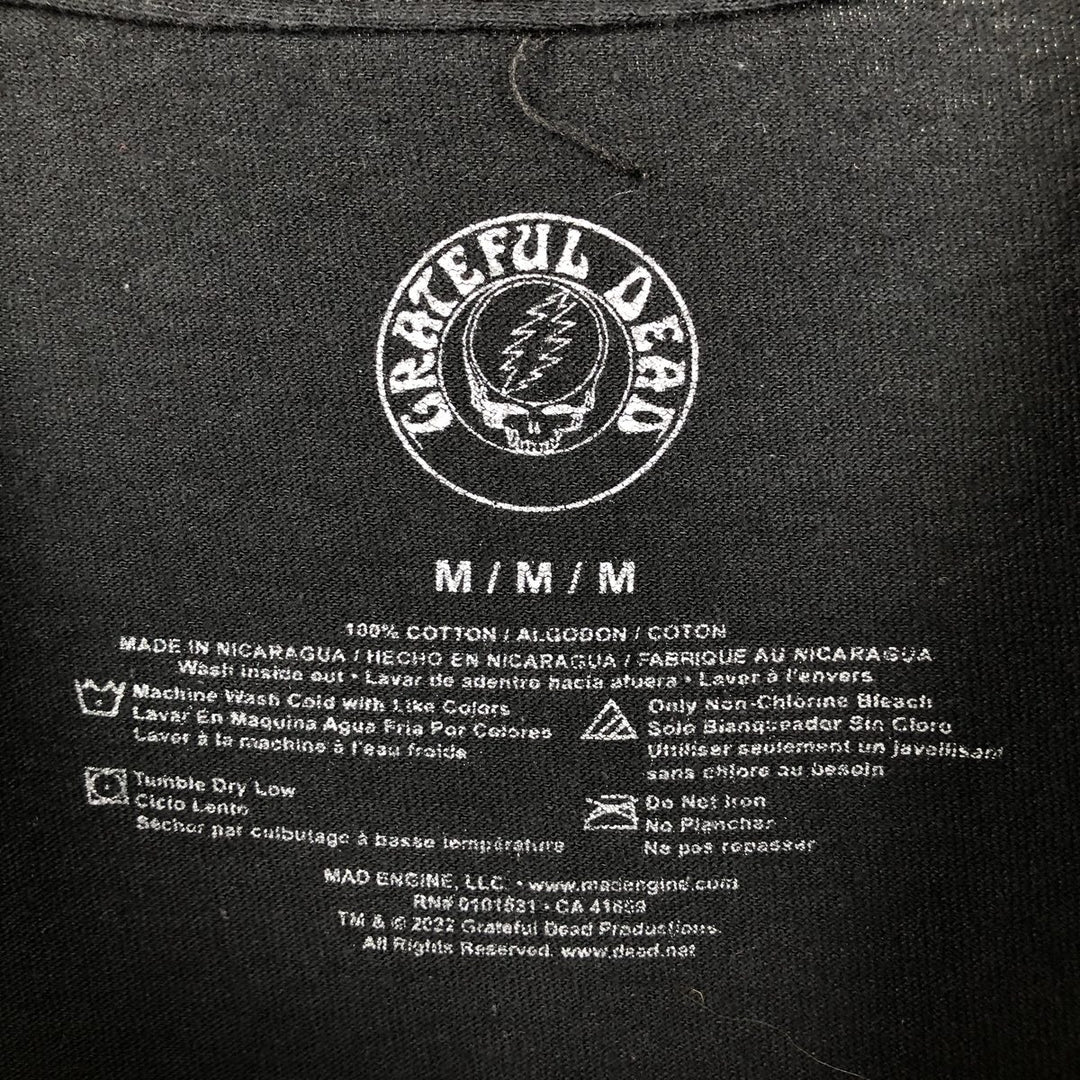 GRATEFUL DEAD Skull Pattern Band T-shirt Band Tee Men's M size cotton black type Vintage Second Hand