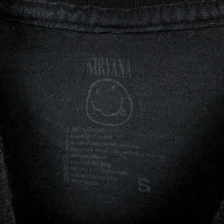 NIRVANA Print Band T-Shirt (Clear Size S, equivalent to Men's S) Crew Neck Short Sleeve Rock unclear black type Vintage Second Hand