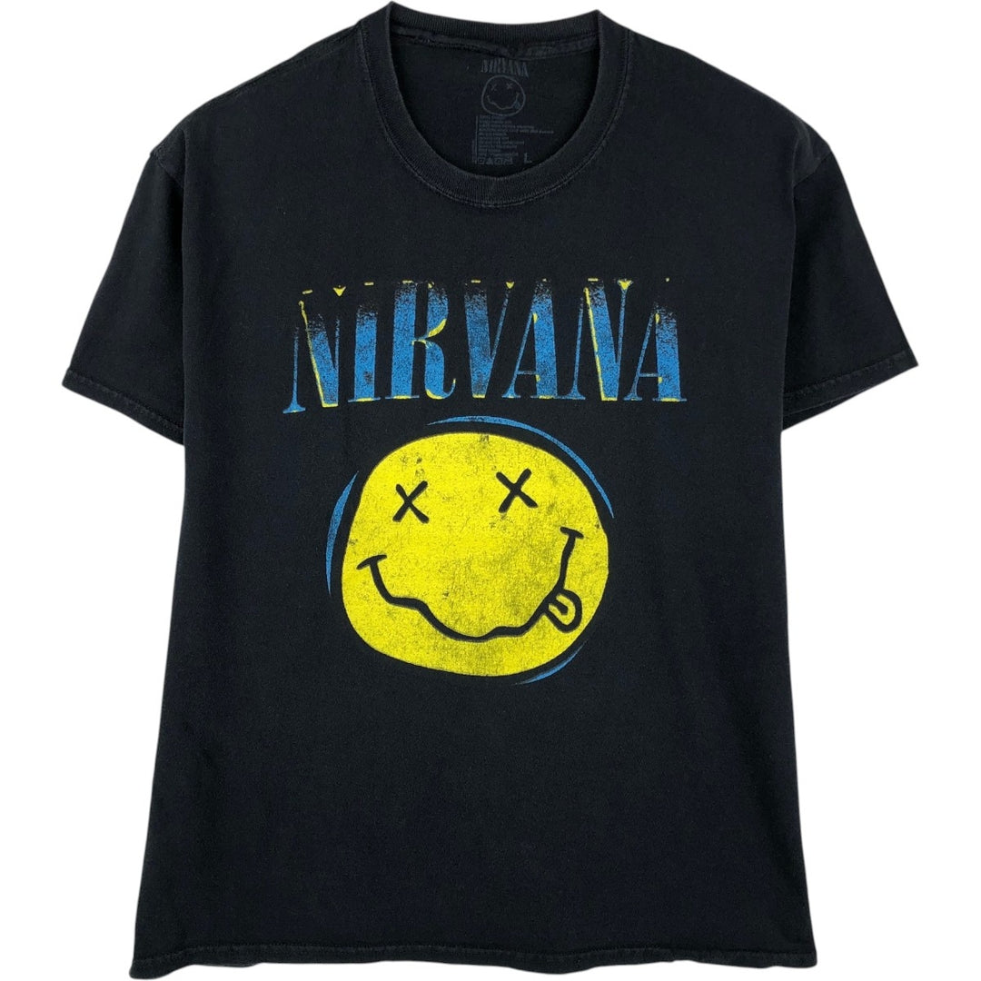 NIRVANA Nirvana Band T-shirt, Band T, Men's L size cotton black type Vintage Second Hand