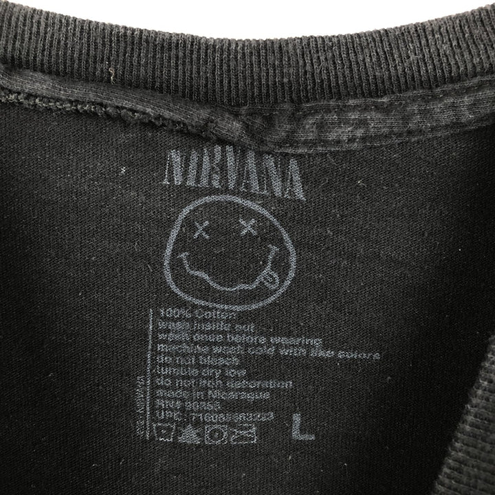 NIRVANA Nirvana Band T-shirt, Band T, Men's L size cotton black type Vintage Second Hand