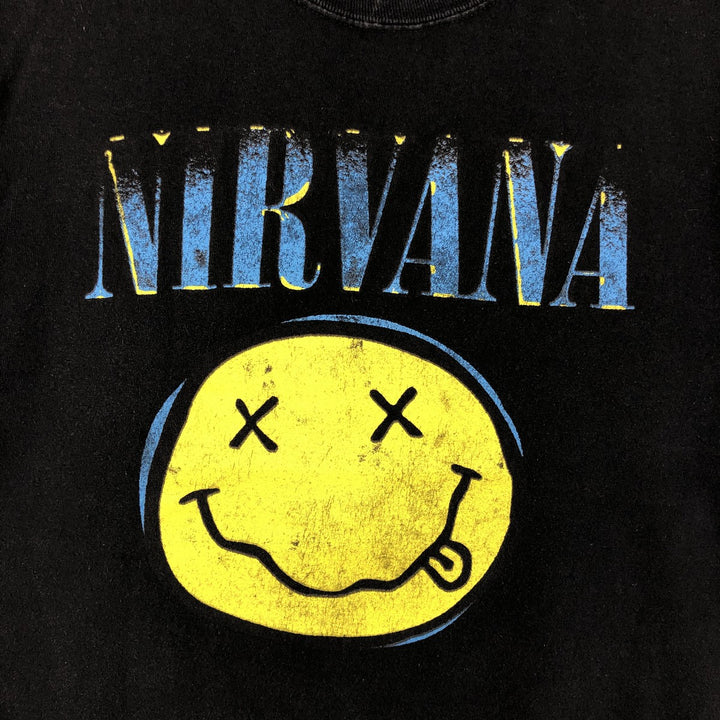 NIRVANA Nirvana Band T-shirt, Band T, Men's L size cotton black type Vintage Second Hand